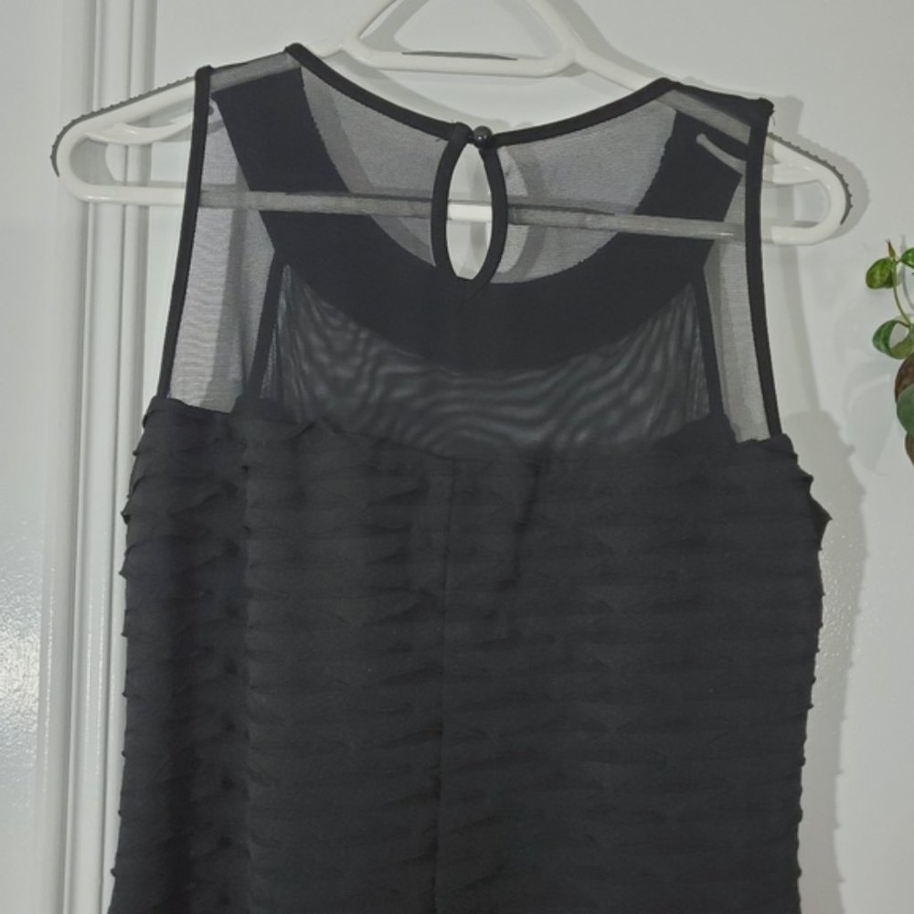 FRANK LYMAN Metallic Beaded Ring Neck Sweetheart Chiffon Tiered Dress- S… - Picture 11 of 15